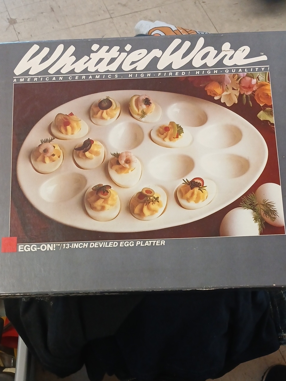 White Ceramic 13" Deviled Egg Platter